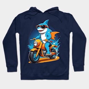 Motorbike Riding Shark Hoodie